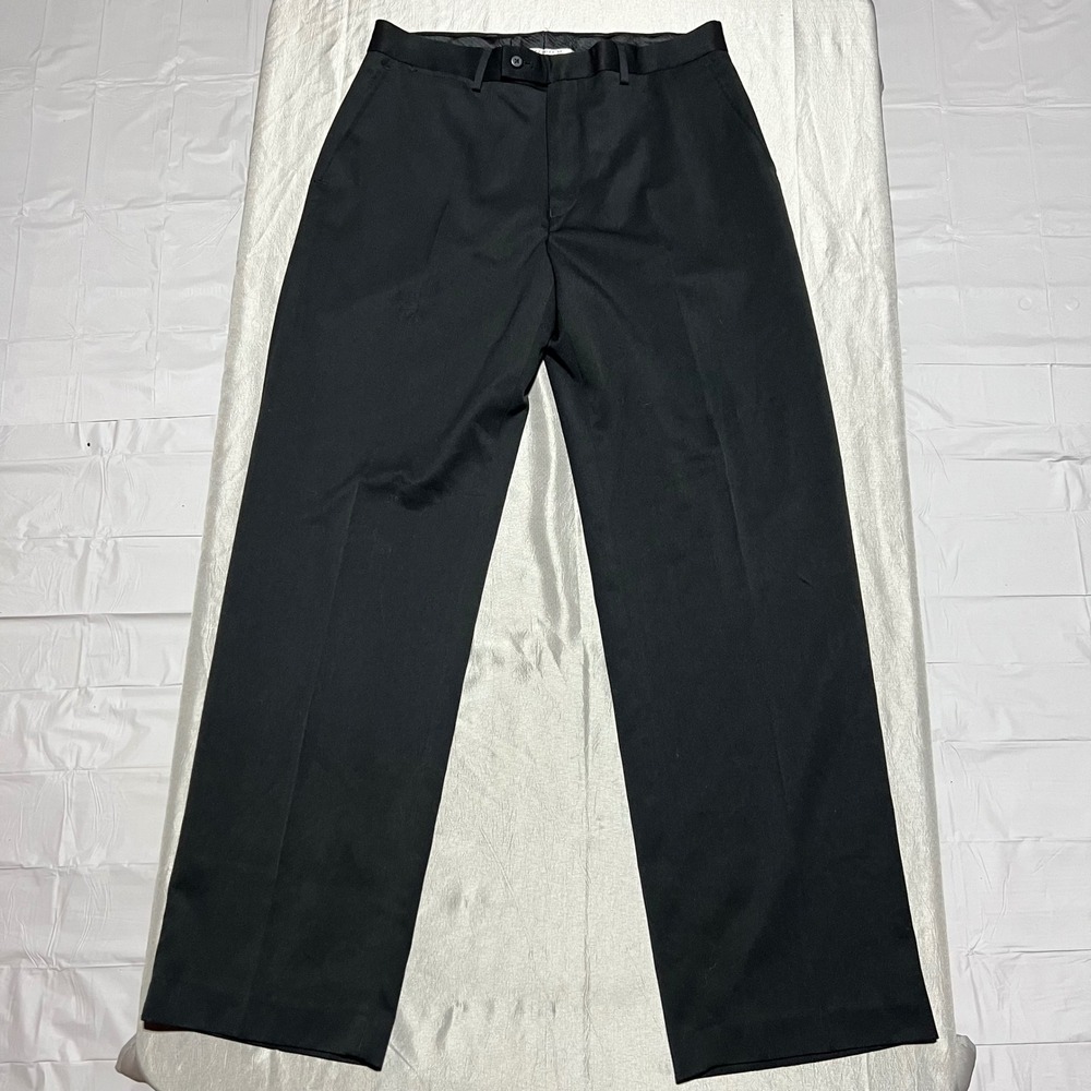 J Ferrar Mens Modern Fit Dress Pants Black 34x32 Flat Front Straight Leg Trouser